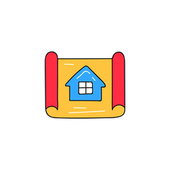 Architecture blueprint, construction, design icon in color icon, isolated on white background 