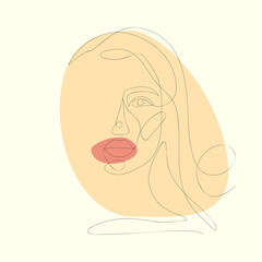 image of a young girls face in the style one line art