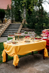 bright buffet with snacks in colorful Maracan style