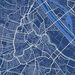 Detailed map poster of Vienna city, linear print map. Cityscape urban panorama.