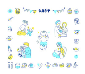 赤ちゃんと家族　アイコン　セット