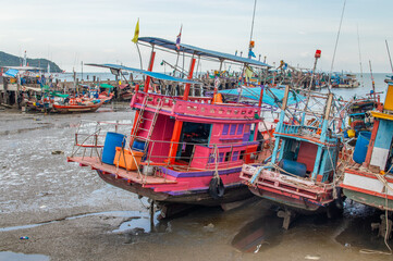 Fototapeta na wymiar fishing boats at a Pier in Thailand