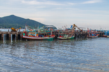 Fototapeta na wymiar fishing boats at a Pier in Thailand