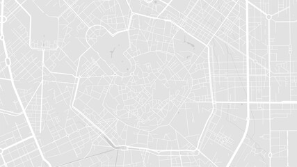 White and light grey Milan City area vector background map, streets and water cartography illustration.