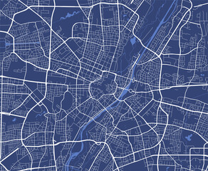 Naklejka premium Detailed map poster of Munich city, linear print map. Cityscape urban panorama.