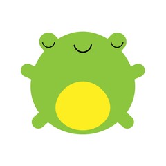 A cartoon vector illustration of a cute little green frog.