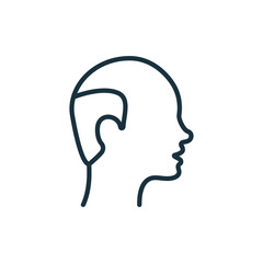 Hairless Male Line Icon. Bald Man Linear Pictogram. Hair Loss, Alopecia Medical Problem Outline Icon. Editable Stroke. Isolated Vector Illustration