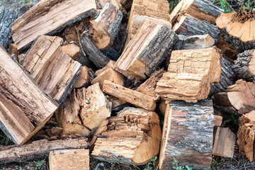 Pear firewood. Rotten wood, cut into pieces.