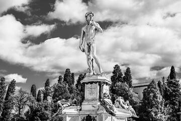 Copy of the statue of David by Michelangelo Buonarotti at Piazzale Michelangelo in Florence,...