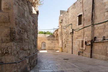 The quiet  small St James Street in the Armenian quarter in the old city of Jerusalem, Israel