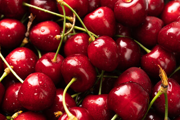 Cherries on the market, Colorful photo of cherries macro