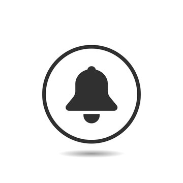 recommend clip art: Black bell round vector icon. Bell icon or logo in line style
