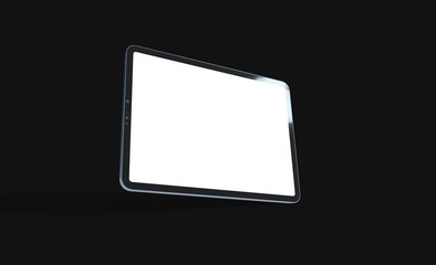 3D tablet with empty screen isolated digital black