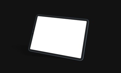 3D tablet with empty screen isolated digital black