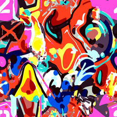 Obraz premium Graffiti pattern, street art, colorful pattern