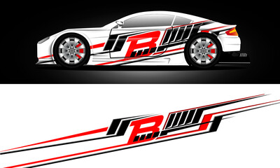 Car sticker or car wrap with natural natural concept with abstract line concept and initial B, can be installed on all