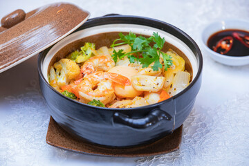 Seafood and Vegetables on Rice