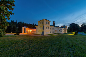 State Castle Kynzvart at night - castle is located near the famous west Bohemian spa town Marianske Lazne (Marienbad) - Czech Republic