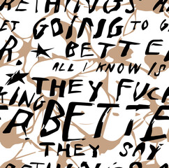 Seamless handwriting, abstract letters, brush effects, graffiti pattern