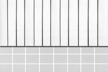 White wooden fence and white brick wall pattern and background seamless