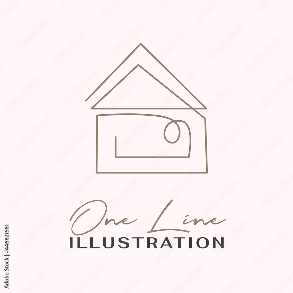 Wall mural One Line Icon. Hand drawn minimalism style vector illustration.