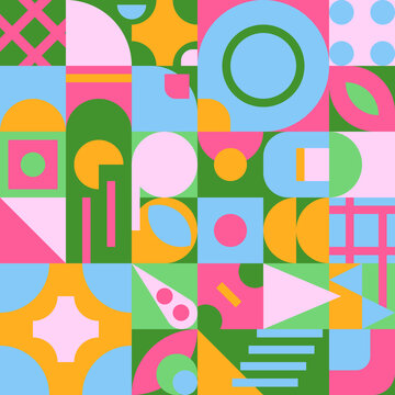 Bold, fresh and stylish geometric pattern. Special vector artwork that attracts at first sight. Simple shapes and Neo Modernism stilization useful for web design, posters, advertising, prints, textile