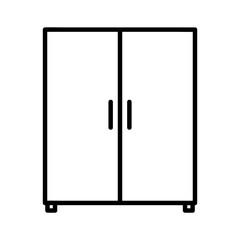 Cupboard flat icon. Cabinet pictogram for web. Line stroke. Isolated on white background. Outline vector eps10