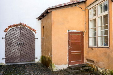 Wooden door in the building