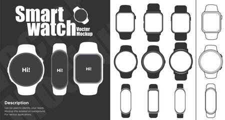 Smart watch mockup vector isolated on background.