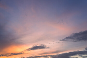 Beautiful sky. Clouds in twilight sky in evening. Colorful sky in twilight time.