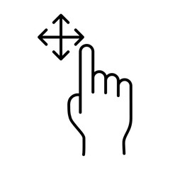 Swipe and scroll flat icon. Pictogram for web. Line stroke. Isolated on white background. Outline vector eps10