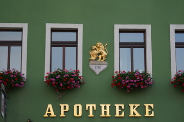 Detail an der Fassade eines Hauses in Sachsen
