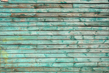 background from old wooden boards with shabby green paint