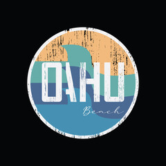 OAHU BEACH, illustration typography. perfect for t shirt design