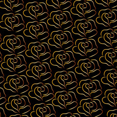 Golden rose pattern on black background