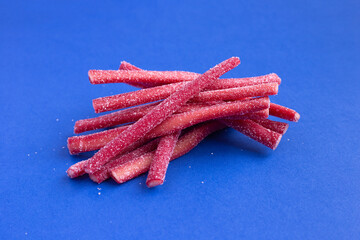 red marmalade on a blue background