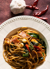 Spaghetti with Chili Bacon and Sausage