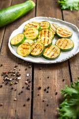 zucchini grilled vegetables healthy snack vegetable on the table, copy space food background rustic veggie vegan or vegetarian food