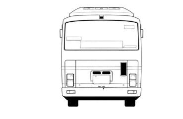 漫画風ペン画イラスト　車_バス