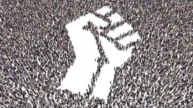 People Gathering Into Crowd And leaving out BLM symbol
