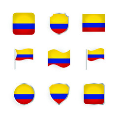 Colombia Flag Icons Set