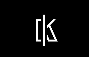 K line alphabet letter logo for business template. Simple creative icon design for lettering and identity in white and black