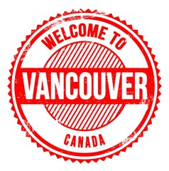 WELCOME TO VANCOUVER - CANADA, words written on red stamp