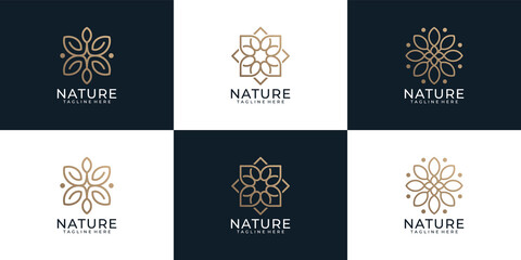 Luxury minimalist creative nature flower logo bundle
