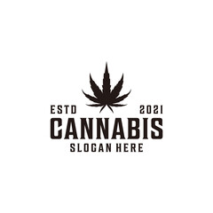 Vintage hipster cannabis nature silhouette logo design