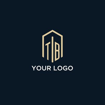 TB initial monogram logo with hexagonal shape style, real estate logo design ideas inspiration