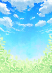 青空と雲と葉っぱ