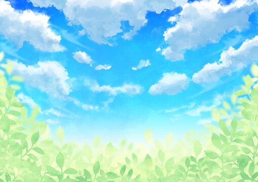 青空と雲と葉っぱ