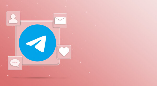 Telegram logo icon with social media activity 3 render