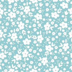 seamless vintage pattern. wonderful white ornamental flowers on a light blue background . vector texture . fashionable print for textiles and wallpaper.